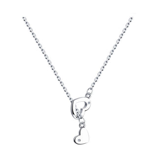 сребърно колие, сърца, диамант, родиево покритие, sokolov,