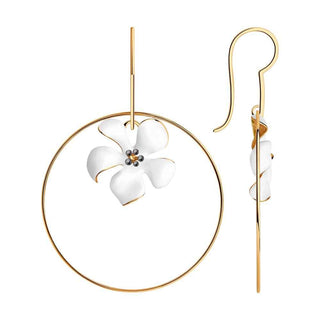 атрактивни сребърни обеци, цвете, цветен емайл, покритие от рутений и позлата, висящи обеци,