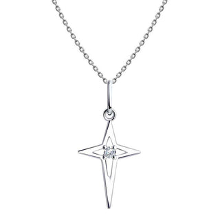 сребърно колие, кръстче, цирконий, родиево покритие, sokolov,