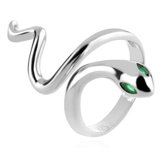 сребърен пръстен, цирконий, родиево покритие, змия