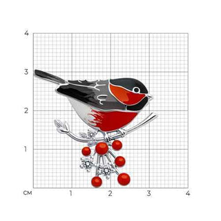 Сребърна брошка - Red Cardinal