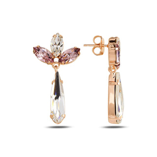 елегантни сребърни обеци, висящи обеци, кристал Swarovski, розова позлата, SWAROVSKI Maestro,