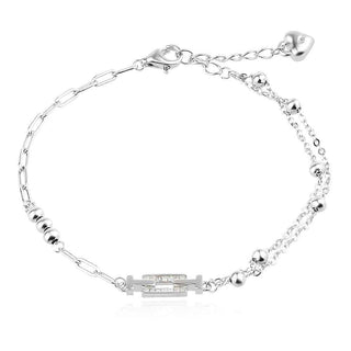 сребърна гривна, цирконий, родиево покритие,