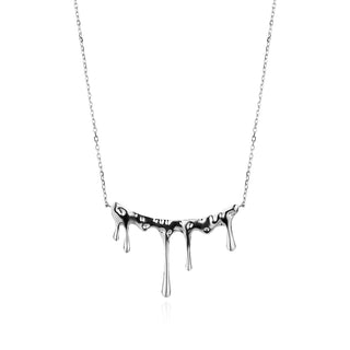 сребърно колие, без камък, родиево покритие, абстрактна форма