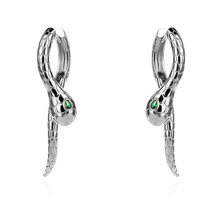 сребърни обеци, цирконий, родиево покритие, змия