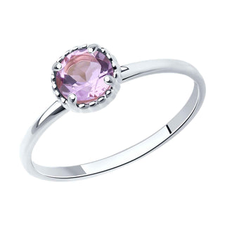 сребърен пръстен, аметист, родиево покритие, Sokolov