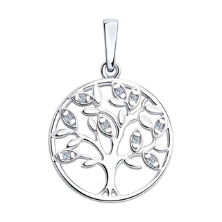 сребърен медальон, цирконий, Sokolov, дърво на живота