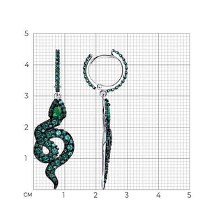 Сребърни обеци - Green blink snake
