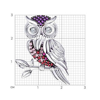 Сребърна брошка - Owl