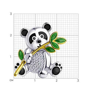 Сребърна брошка - Panda