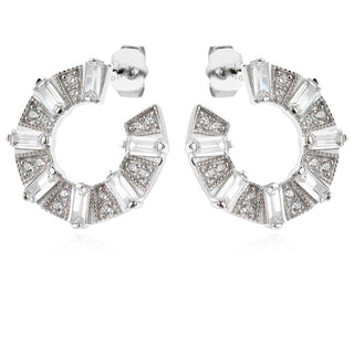 сребърни обеци, цирконий, родиево покритие