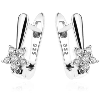 сребърни обеци, цирконий, родиево покритие,