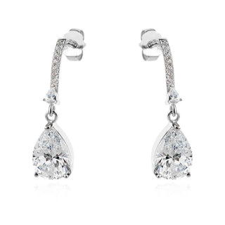 сребърни обеци, цирконий, родиево покритие, висящи обеци