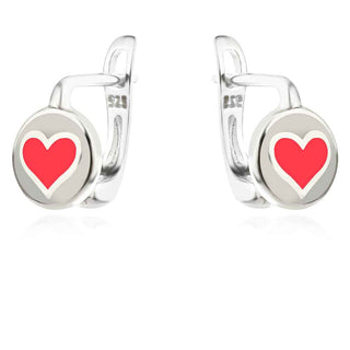 сребърни обеци, цветен емайл, родиево покритие, подходящи за дете,