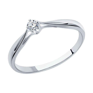 златен пръстен, бяло злато, брилянт, тип годежен, sokolov,