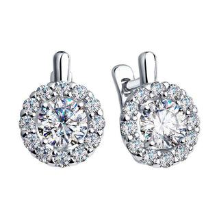 сребърни обеци, CZ Swarovski, блясък, родиево покритие, Sokolov