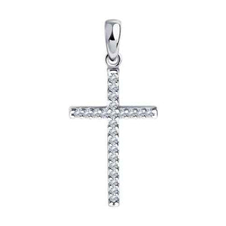 сребърен кръст, цирконий, родиево покритие