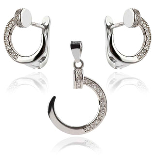 сребърен комплект, пирон, по модел на Cartier, цирконии, родиево покритие