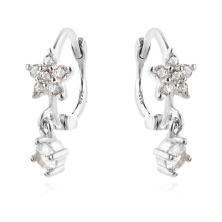 сребърни обеци, тип халка, цирконий. родиево покритие, подходящи за дете,