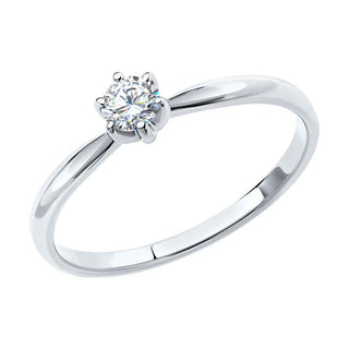 златен пръстен, бяло злато, брилянт, тип годежен, sokolov,