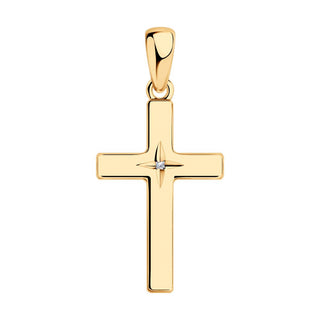 сребърен кръст, диамант, розова позлата, Sokolov