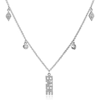 сребърно колие с надпис babe