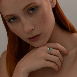 Сребърен пръстен - Green agate Nova