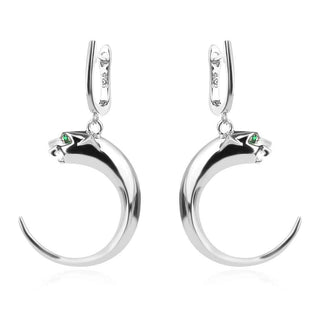 сребърни обеци, висящи обеци, пантера, по модел на Cartier, цирконий, родиево покритие