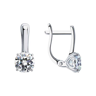 сребърни обеци, CZ Swarovski, блясък, родиево покритие, Sokolov