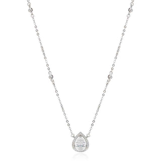 нежно сребърно колие, цирконий, капка, родиево покритие