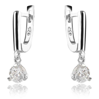 нежни сребърни обеци, кристал сваровски, родиево покритие