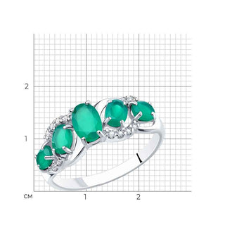 Сребърен пръстен - Green agate Vera