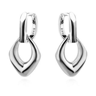 сребърни обеци, без камък, родиево покритие, висящи обеци