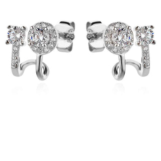 сребърни обеци, цирконий, родиево покритие