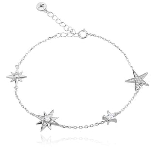 сребърна гривна, цирконий, родиево покритие, звезда, APM Monaco стил,