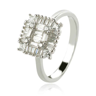 сребърен пръстен с багети