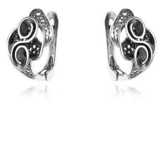 сребърни обеци, без камък, оксидирано сребро, Алгара,