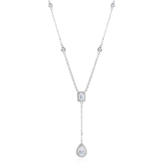 сребърно колие, цирконий, родиево покритие, подходящо за повод,