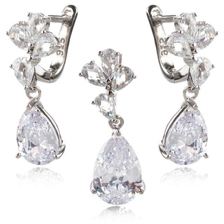 сребърен комплект с циркони капка