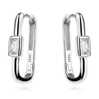 сребърни обеци, обеци тип халки, цирконий, родиево покритие,