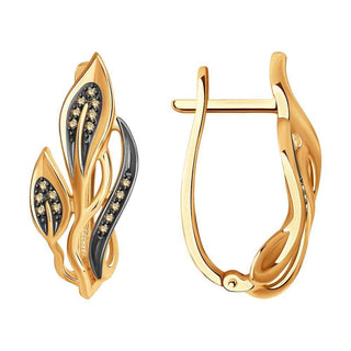 златни обеци, флорални мотиви, брилянти, sokolov,