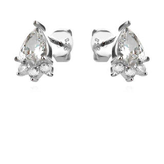 сребърни обеци, цирконий, родиево покритие