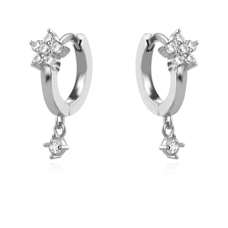 сребърни обеци, цирконий, родиево покритие, обеци халки, подходящи за деца