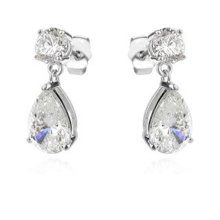 сребърни обеци, цирконий А++++, Ice cut, родиево покритие, висящи обеци