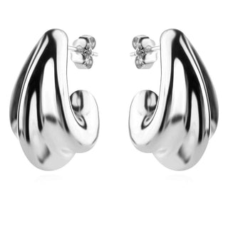 сребърни обеци, без камък, родиево покритие, висящи обеци