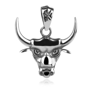 мъжки сребърен медальон, бик, оксидирано сребро,