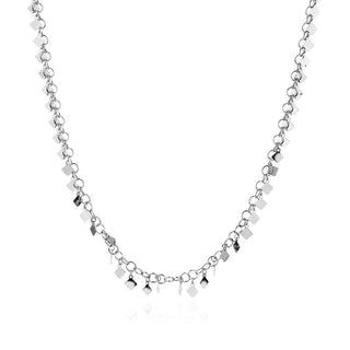 сребърно колие, без камък, родиево покритие