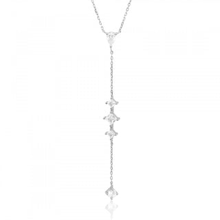 сребърно колие, цирконий, родиево покритие