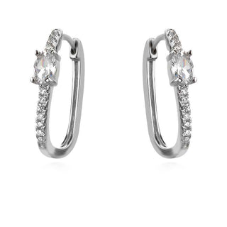 сребърни обеци, цирконий, обеци халки, родиево покритие