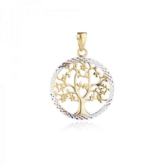 златен медальон, дървото на живота, бяло и жълто злато,